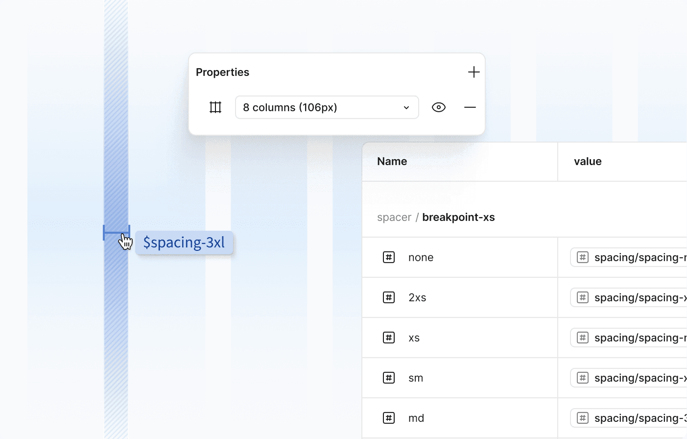 Spacing-Tokens und Layout-Grid in Figma